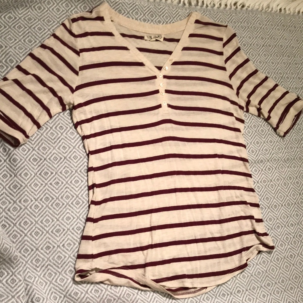Striped 1/4 button-up blouse!!